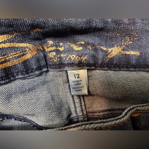 Seven 7 Weekend Slim Fit High Rise Dark Wash Raw Hem Denim Blue Jeans - Picture 4 of 7